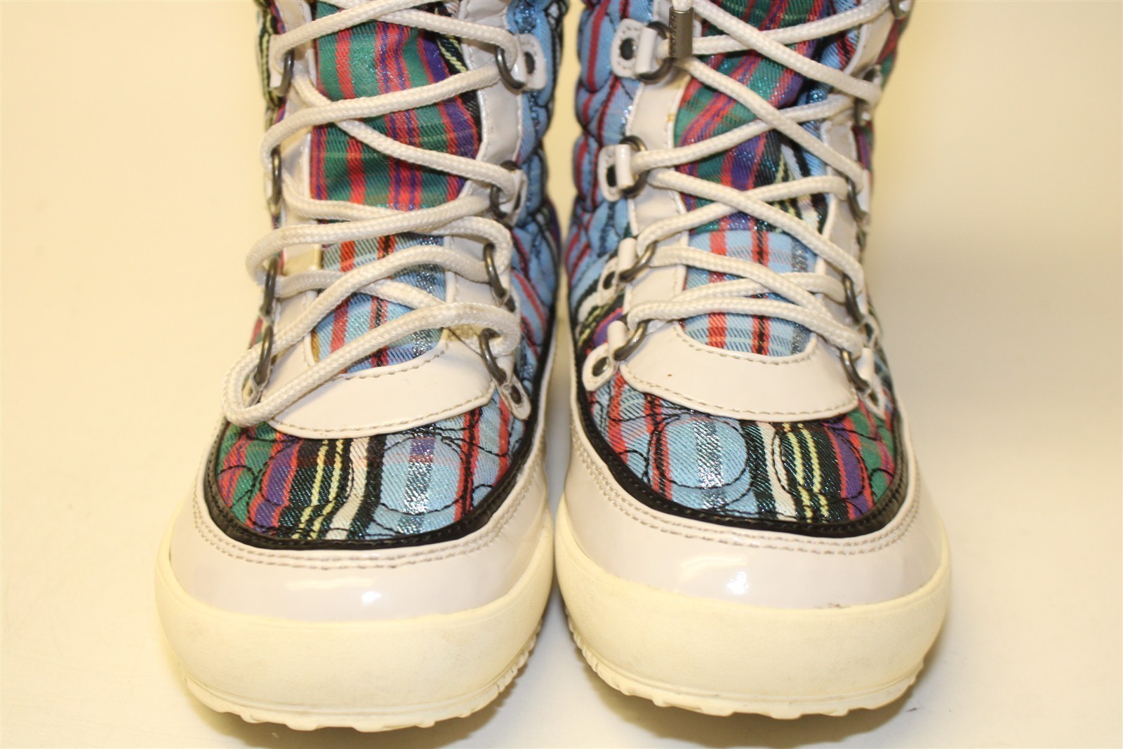 Coach Peggey Q703 Womens Size 6.5 B Quilted Textile Tall Lace Warm Winter Boots