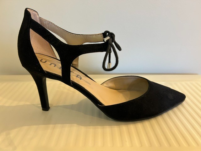 UNISA Black Strappy Lace Up High Heel Shoes with Side Cut Outs Size 11 M