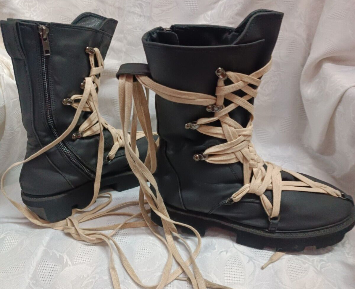 Cross-Strap Punk-Style Side-Zip Ankle Boots Size EU39 /309