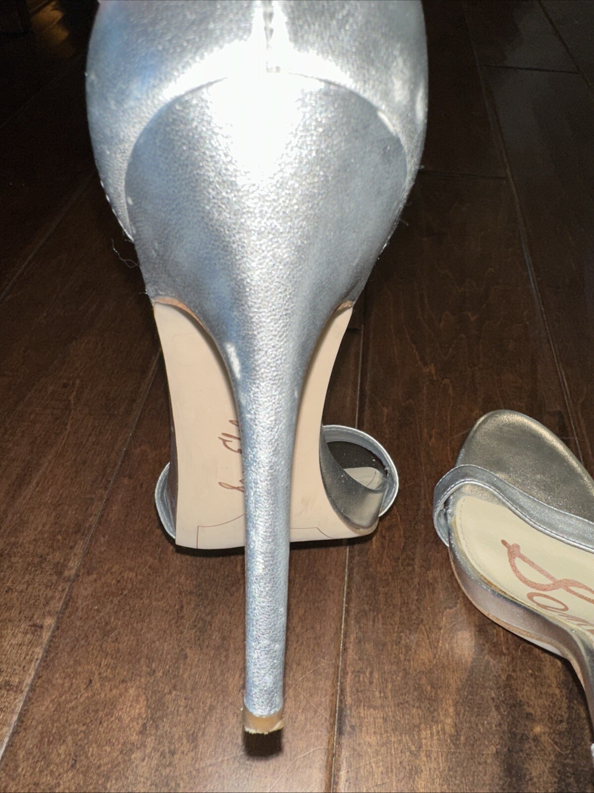 SAM EDELMAN Eleanor Ankle Strap High Heel Sandals Silver Size 9