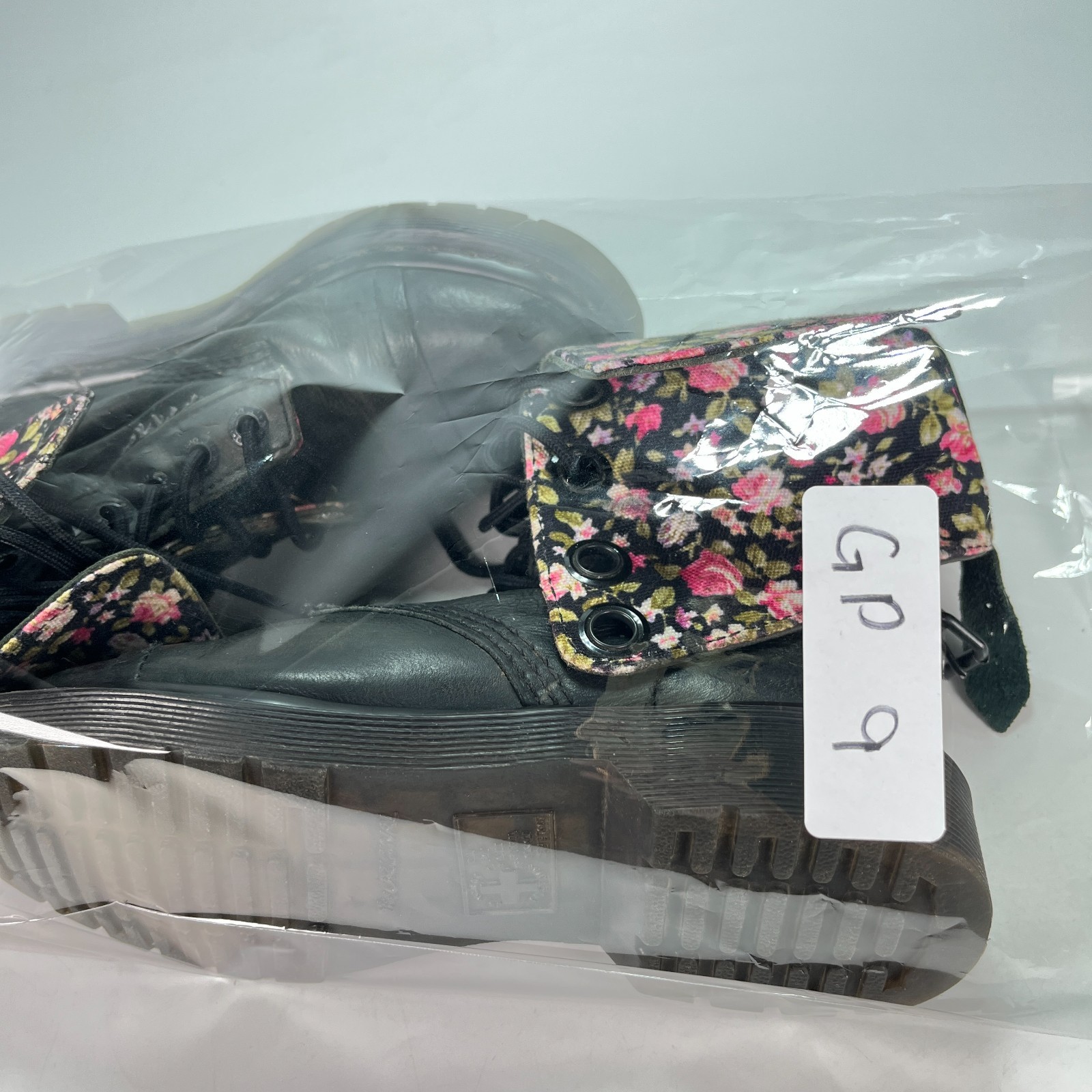 Dr. Martens Triumph 1914 Black Floral Leather Fold Down Tall Boots Womens Size 7