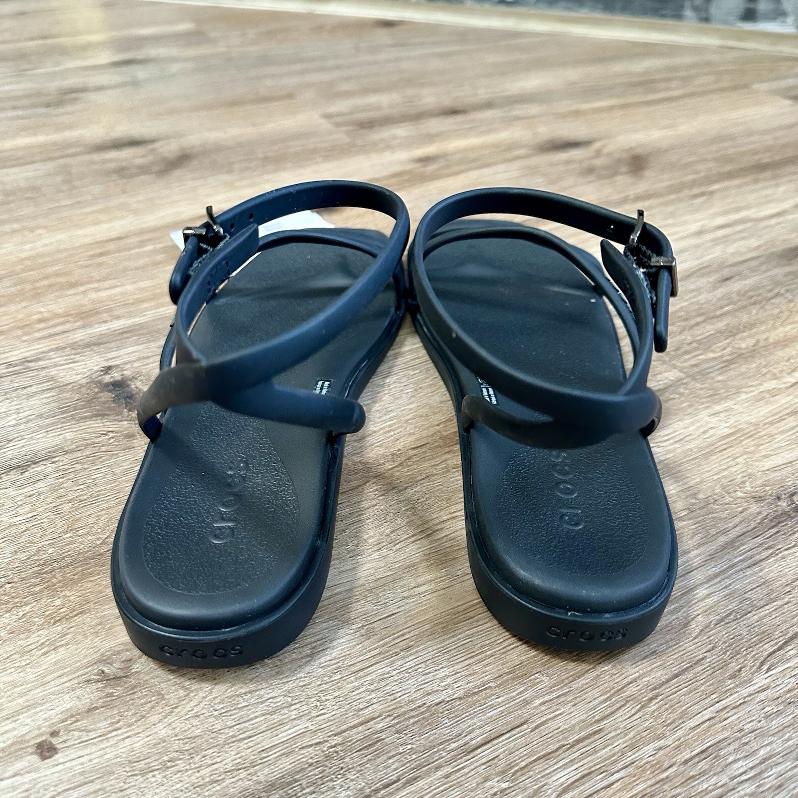 New Black Crocs Women’s 10 Miami Adjustable Ankle Strap Sandals Croslite Foam