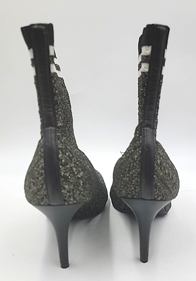 New Stuart Weitzman Waverly Sock Boots Ankle Black Gold Stretch Women’s 10M