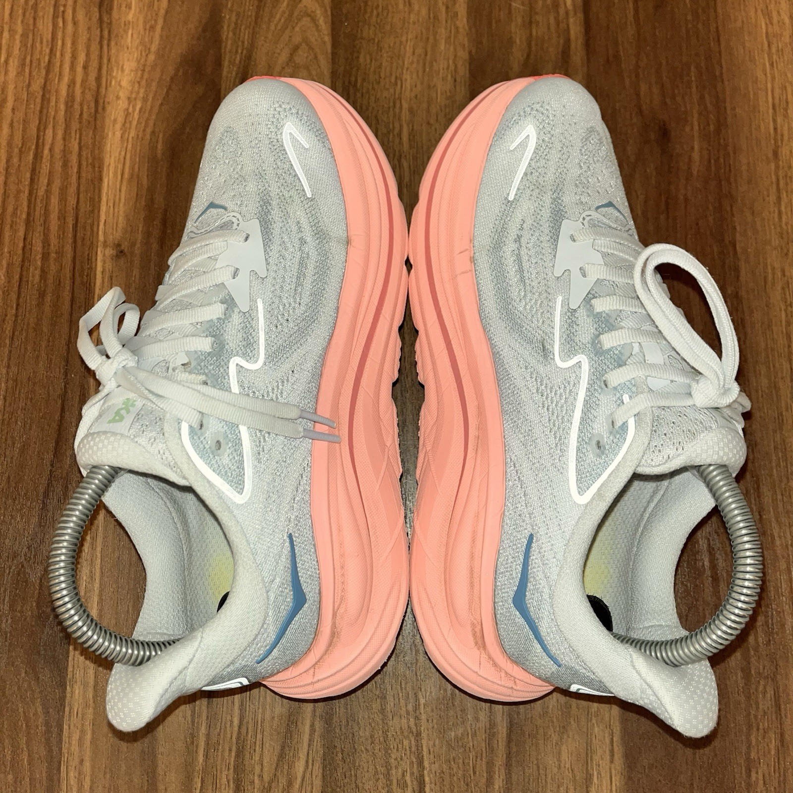 Hoka Clifton 10 Running Shoes Womens Size 6.0 D Wide Blue Pink Run Sneakers