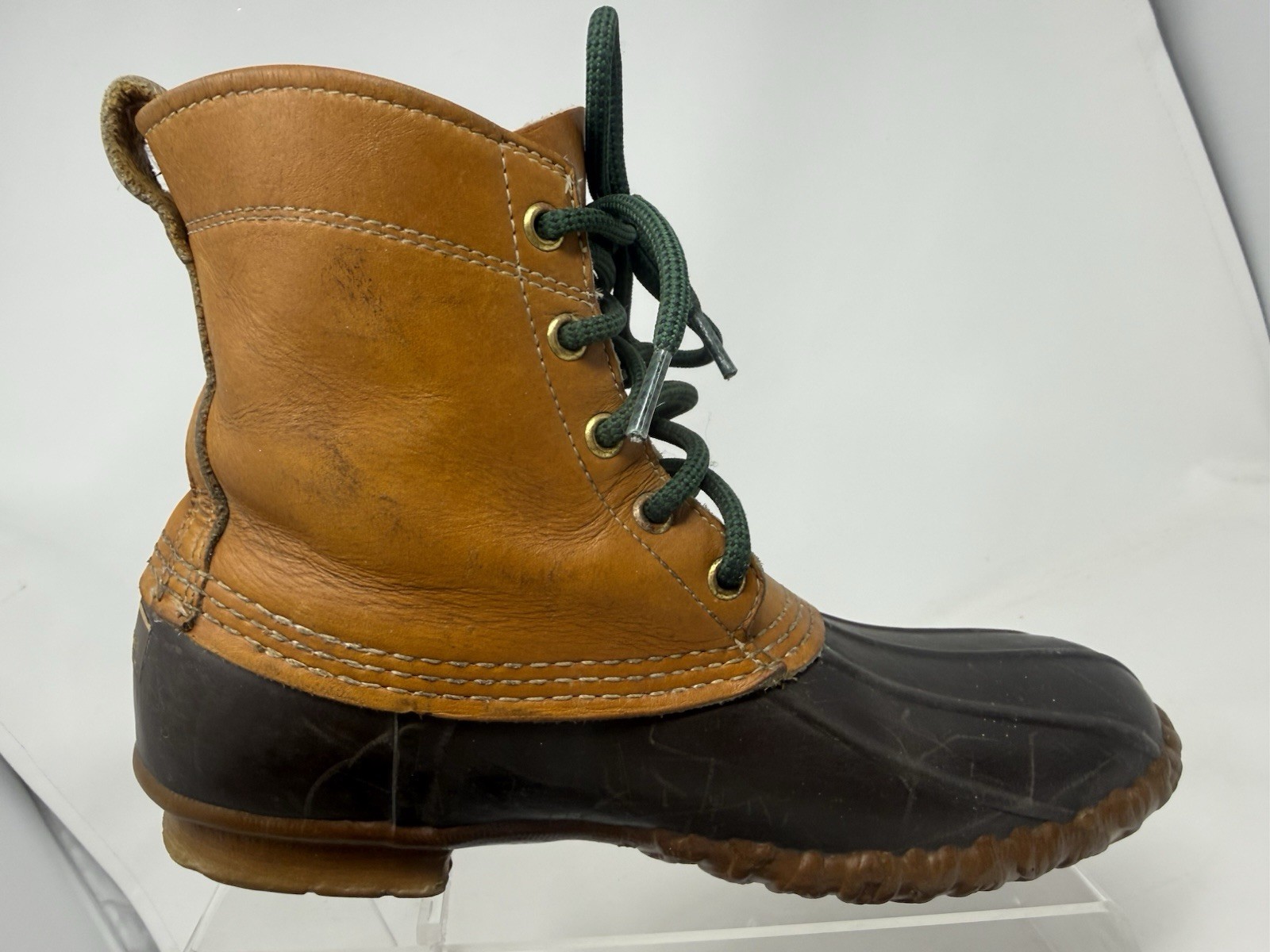 VTG LL Bean Boots Maine Hunting Shoe 9” High Brown Women Size 9 As Is