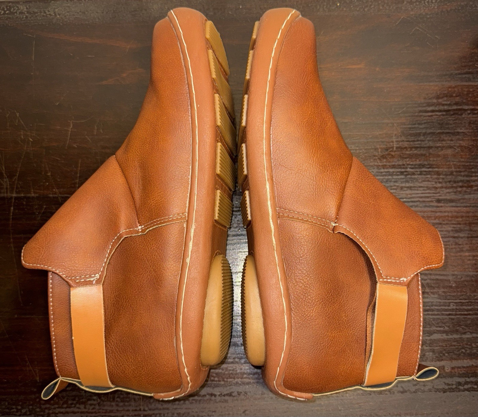Faux Leather Ankle Boots Booties Women’s Brown Handmade (Size Not Marked)