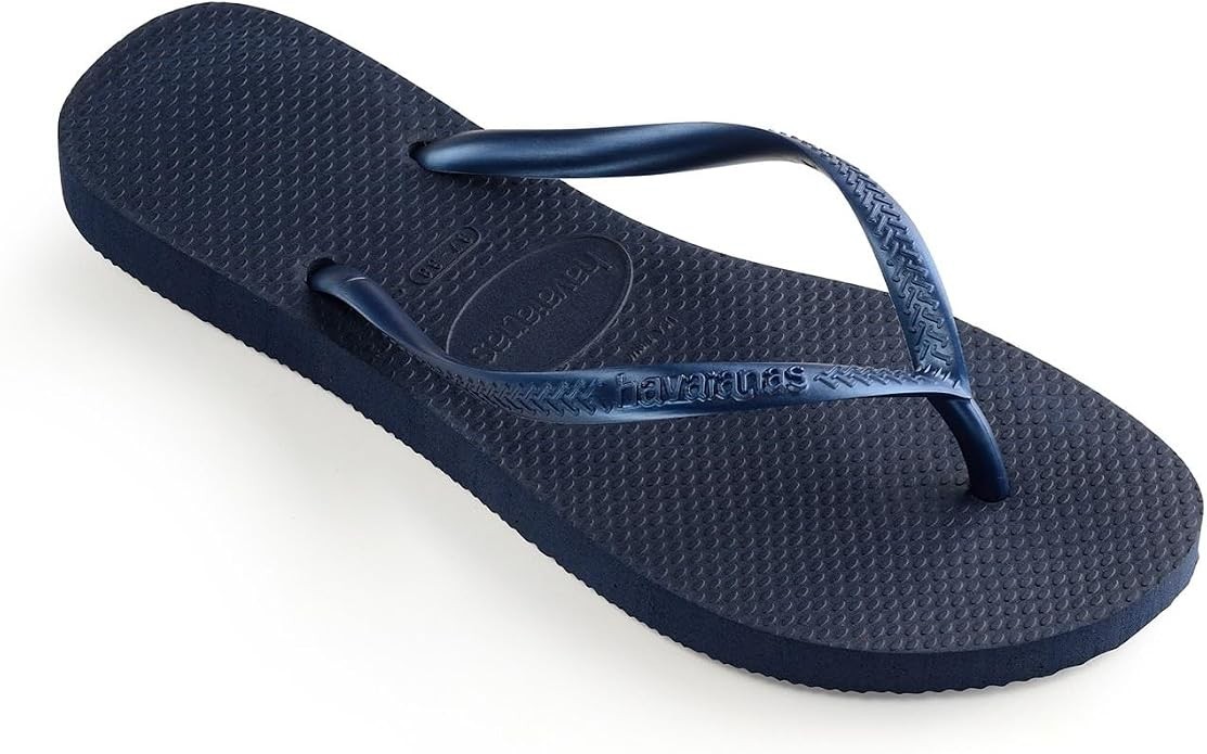 New Havaianas Slim Flip Flop Textured, Navy Blue, Womens US 6 /BR 35-36, 4000030