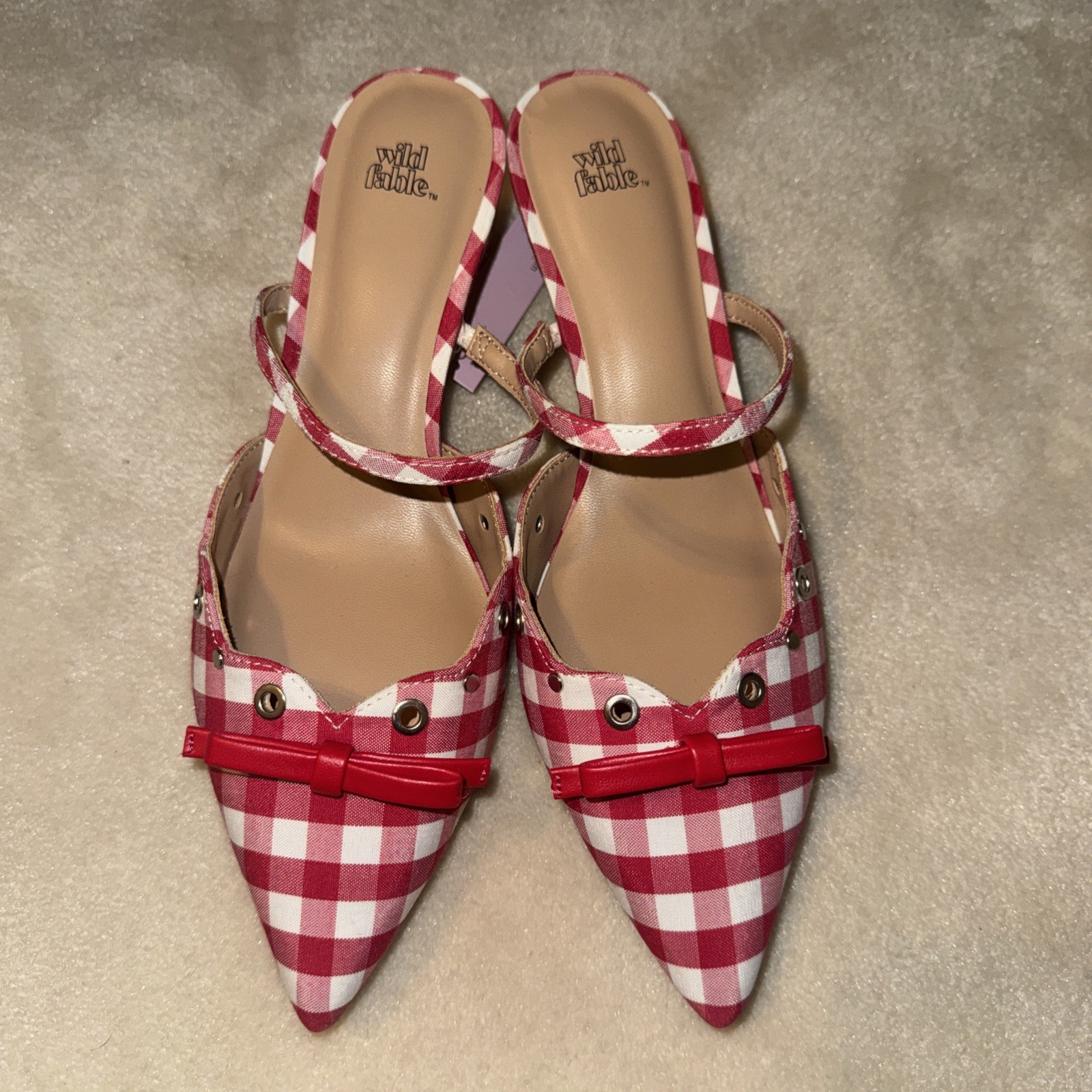 Wild Fable Womens Red Lysandra Red and White Checkered Kitty Heel New With Tags