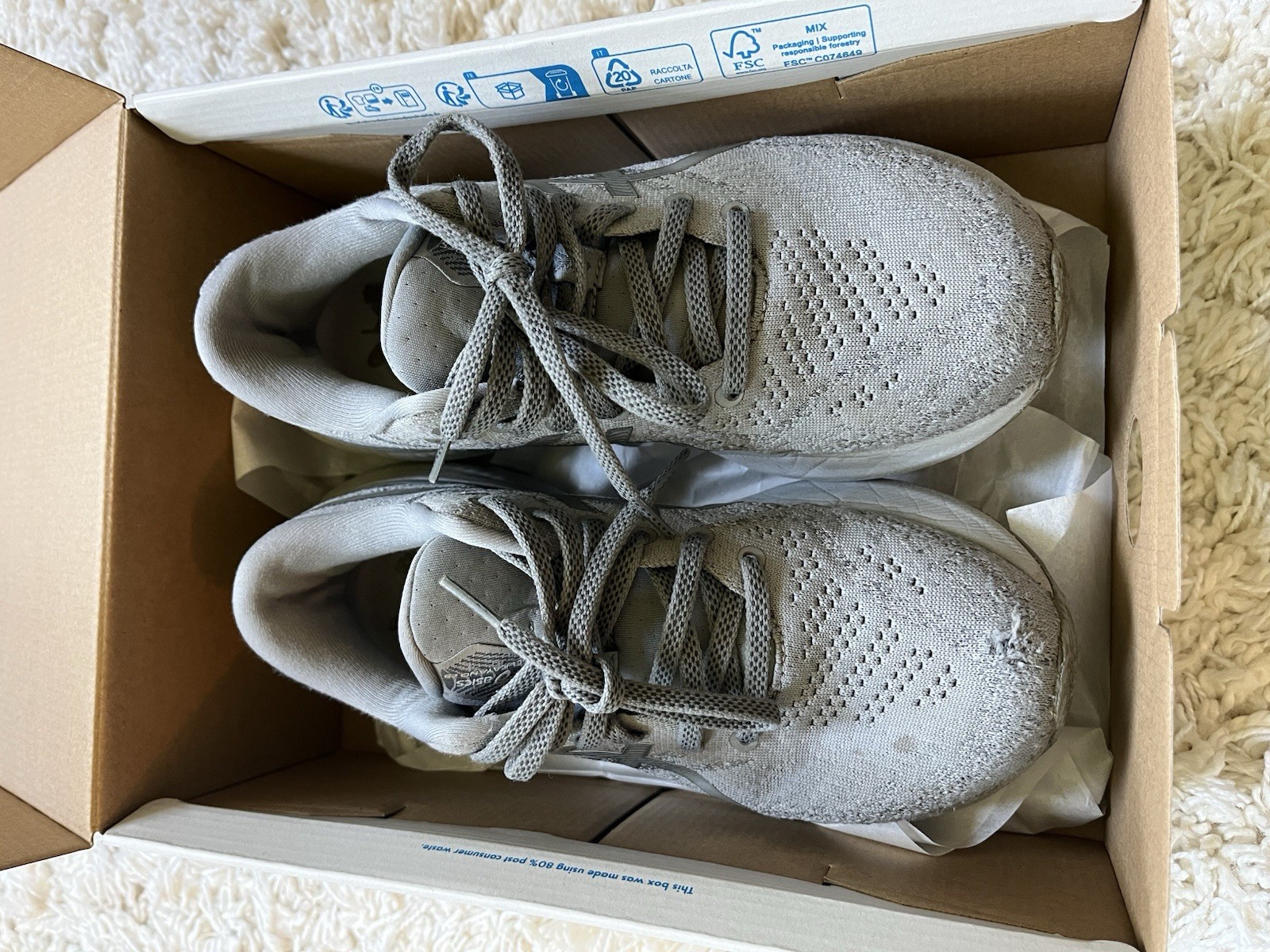 ASICS Gray/White Athletic Sneakers Low Top Lace-Up Rubber Sole 1012B272
