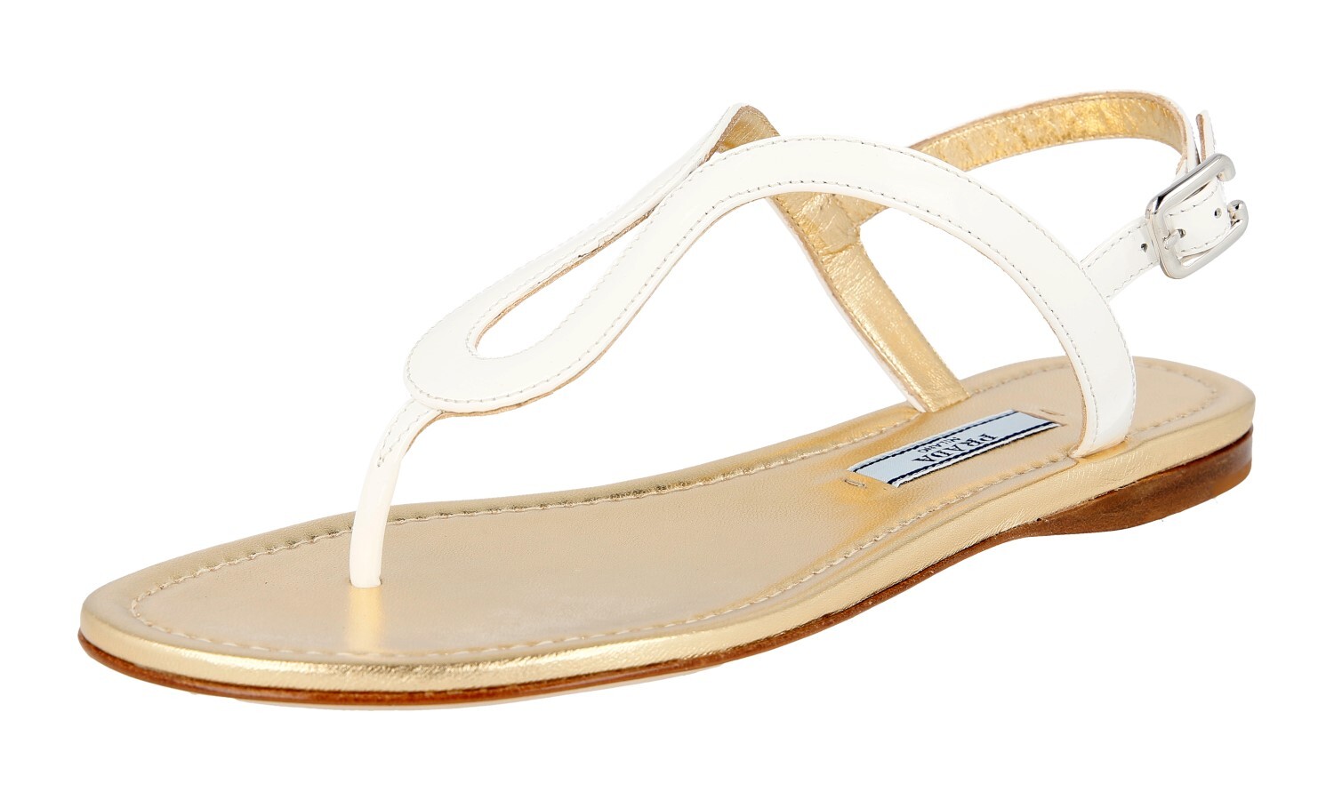 PRADA Patent Leather Sandals Slingback Thong 1Y701F White NEW – US 6.5 EU 36,5
