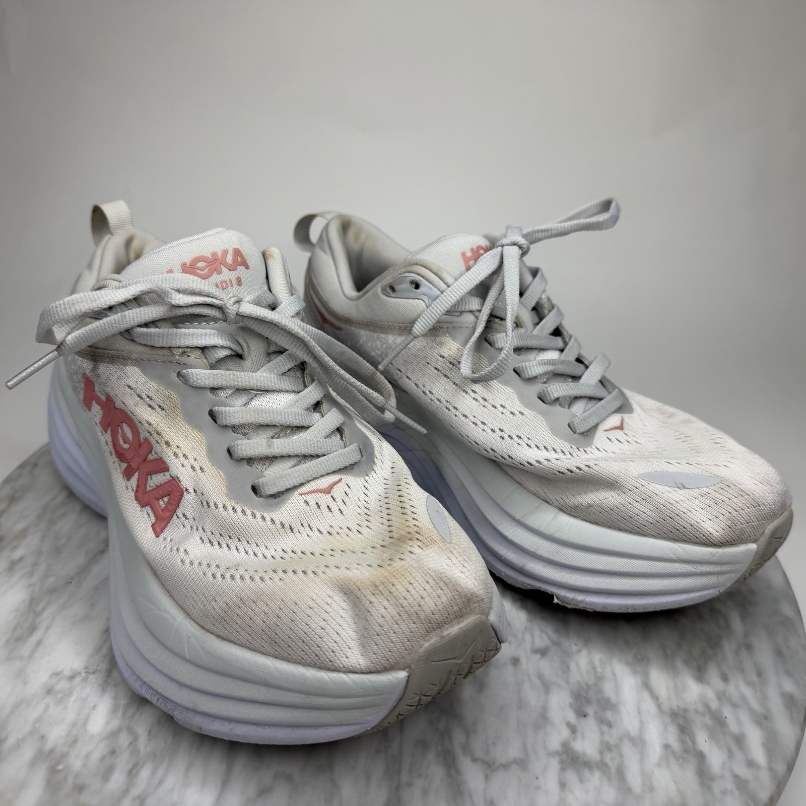 Hoka One One Bondi 8 Harbor Mist/Lunar Rock Running Shoe’s Women’s Size 6.5B