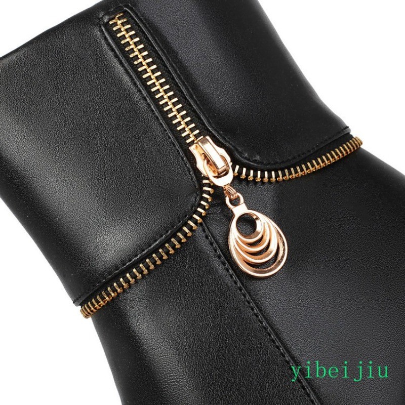Womens Fall Winter High Heel Platform Ankle Boots Dress Side Zip Leather Casual