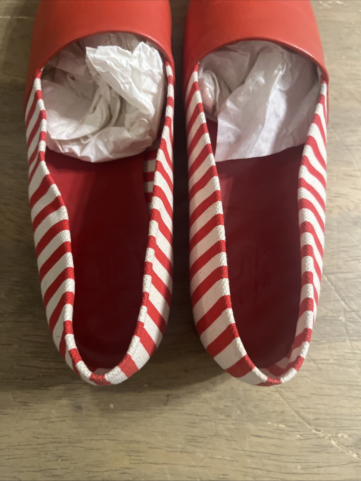 Cecilia Bringheli CB Made in Italy Red/White Textile Loafer Flats Shoe 37.5 – 7