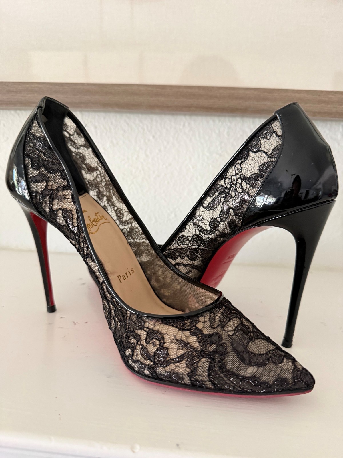 Christian Louboutin Black Lace Pumps | Elegant Designer Heels | Made in Italy