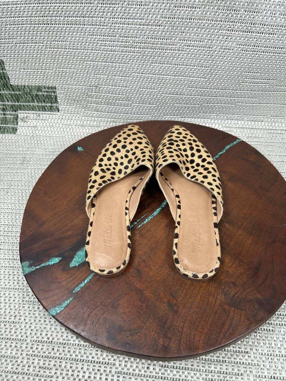 Madewell Flats Womens Size 7 The Remi Mule Truffle Multi Leopard Comfort Slip On
