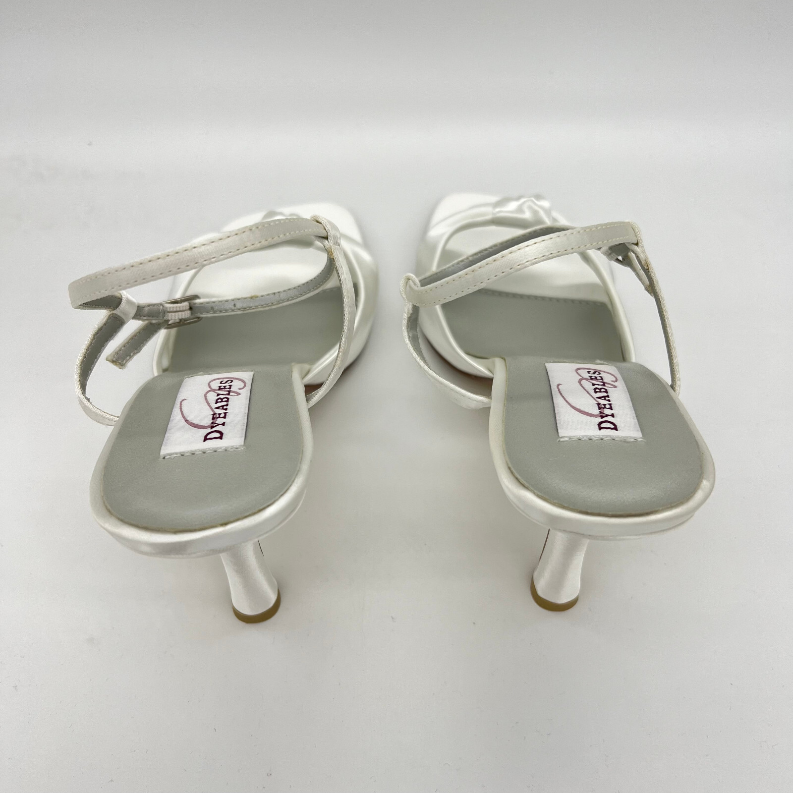 Dyeables Women Super Soft Satin Buckle Slingback Knot Sandal White Satin 10B
