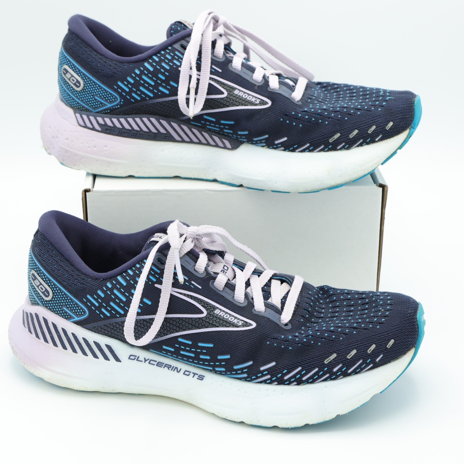 Brooks Glycerin GTS 20 Women Running Shoes Navy Blue Lilac 1203701B499 Size 7.5