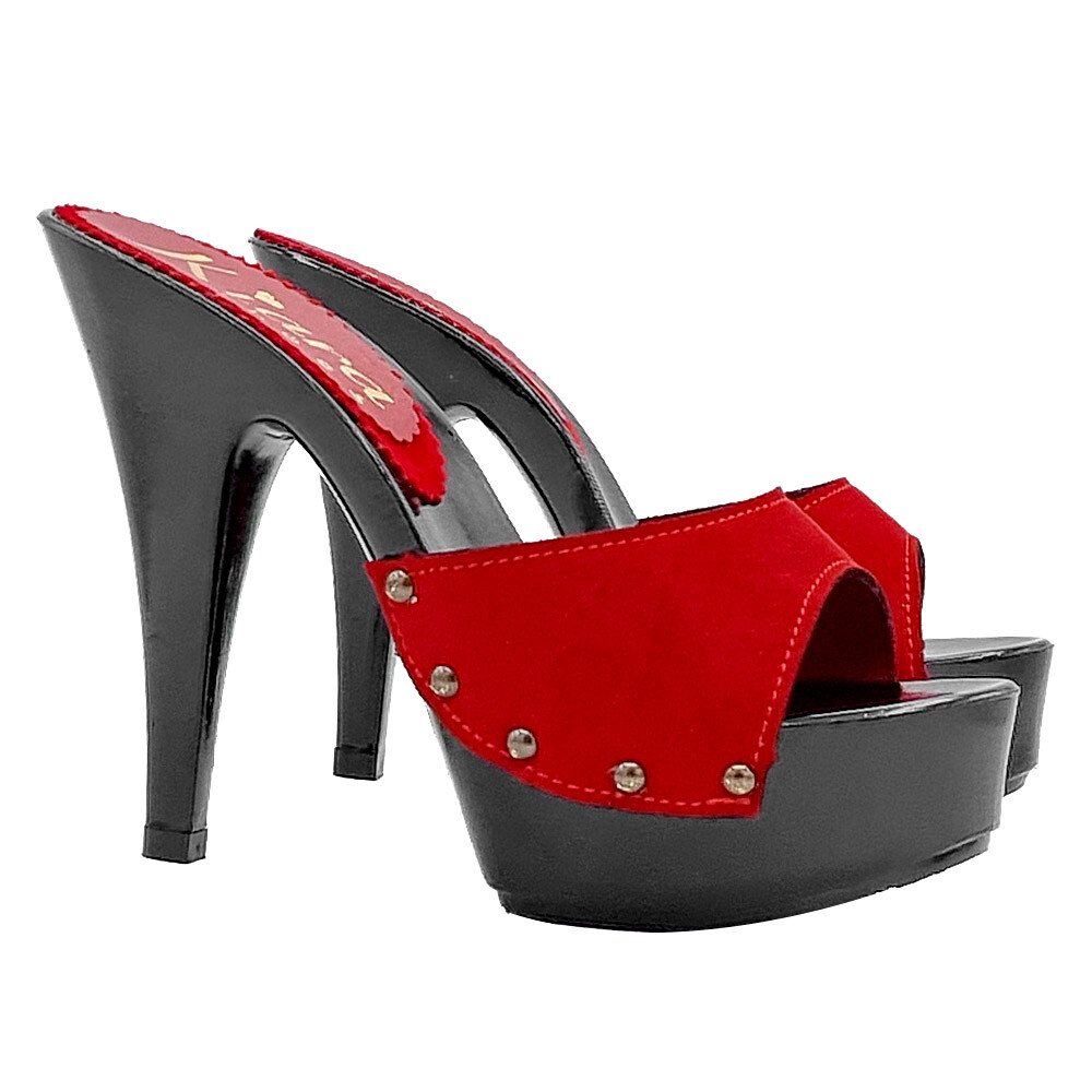 Red Sandals with Suede Band Heel 13 – Made in Italy – K95001 CAM RED