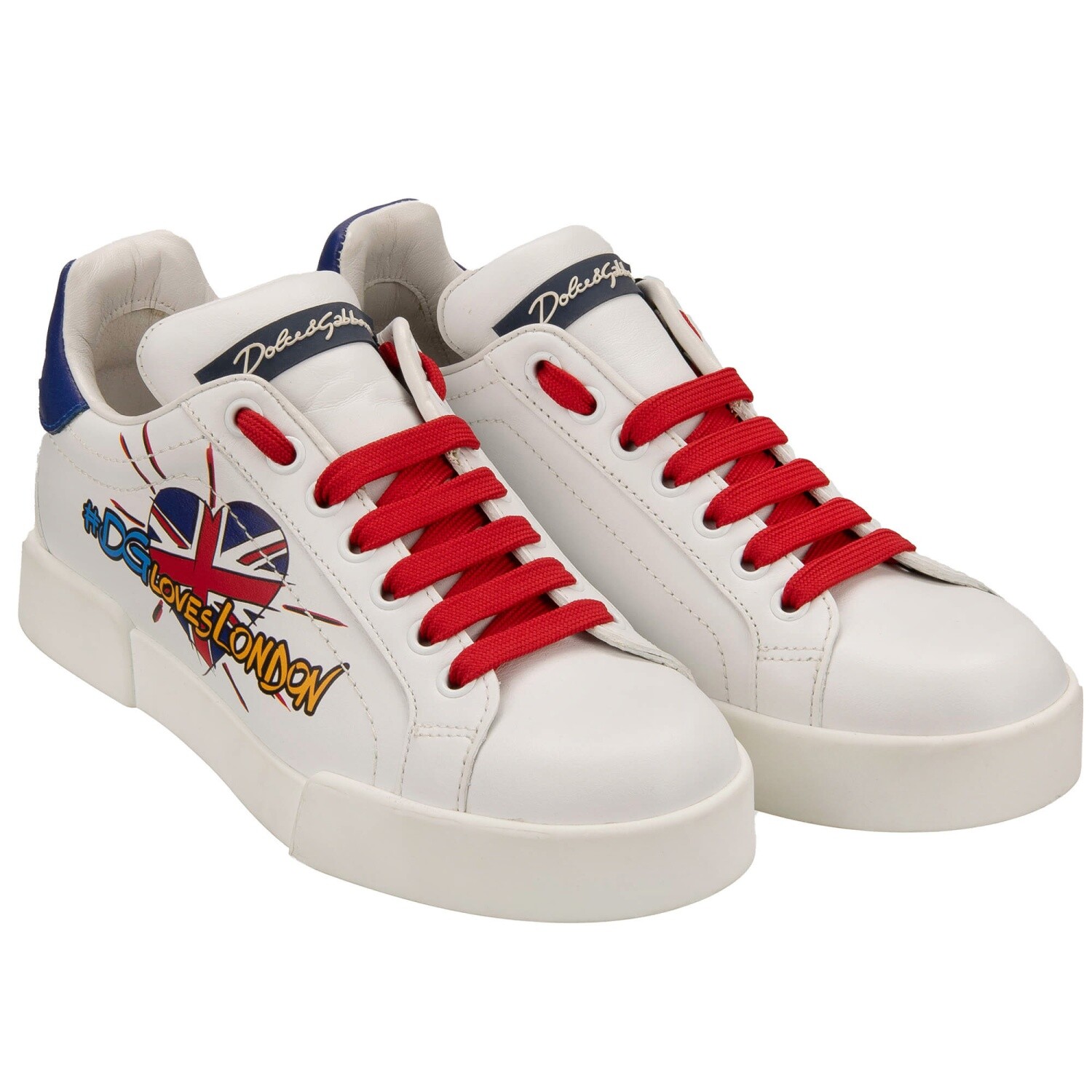 DOLCE & GABBANA Portofino Logo Low-Top Sneaker Sports Shoe Weiß Rot