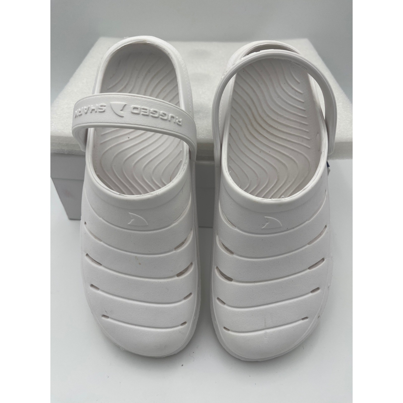 Rugged Shark Women’s White EVA Clogs Slip On Water Shoes Size 5