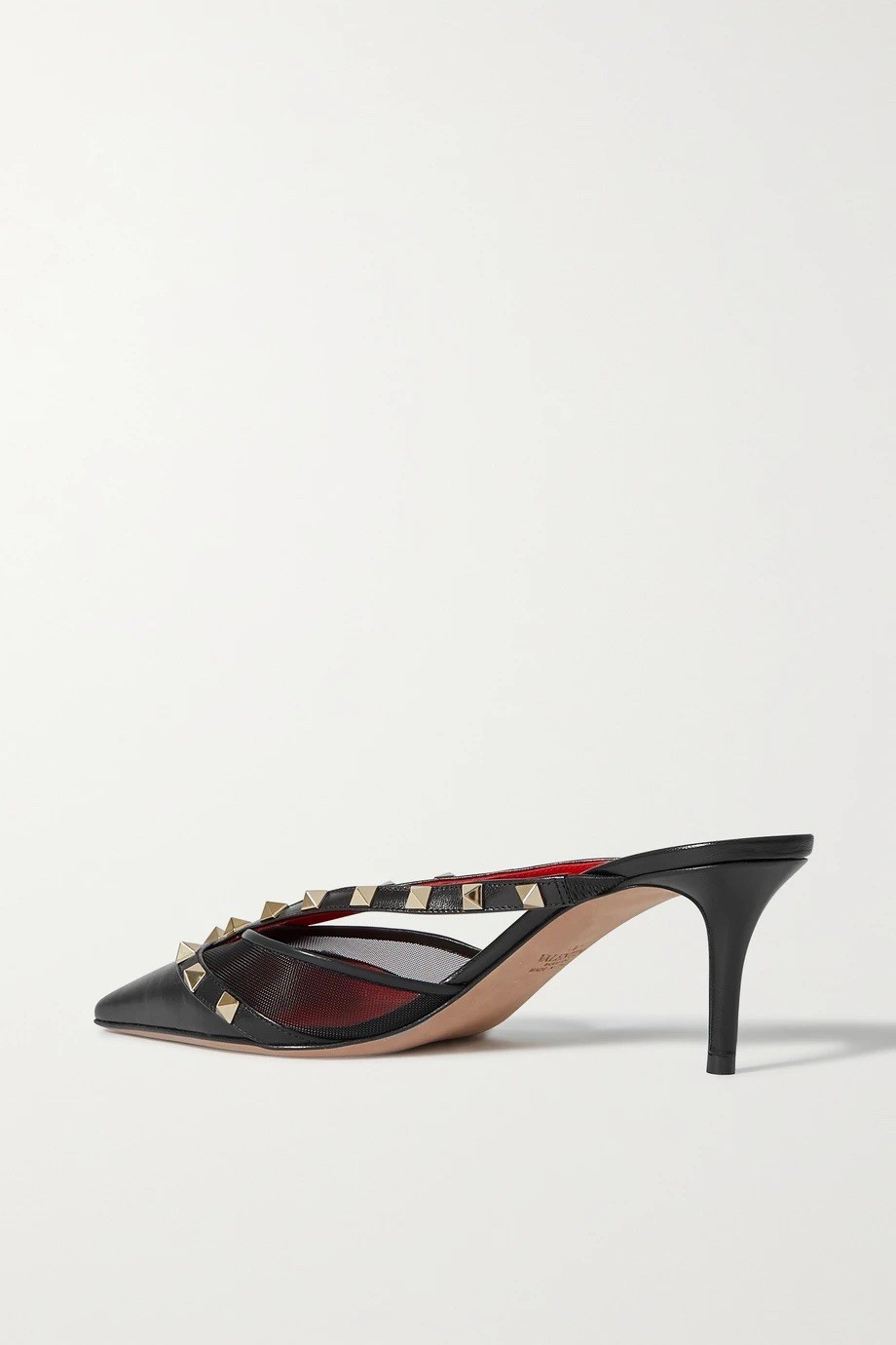 Valentino Garavani Rockstud Black calfskin leather Heels mules Size 38.5