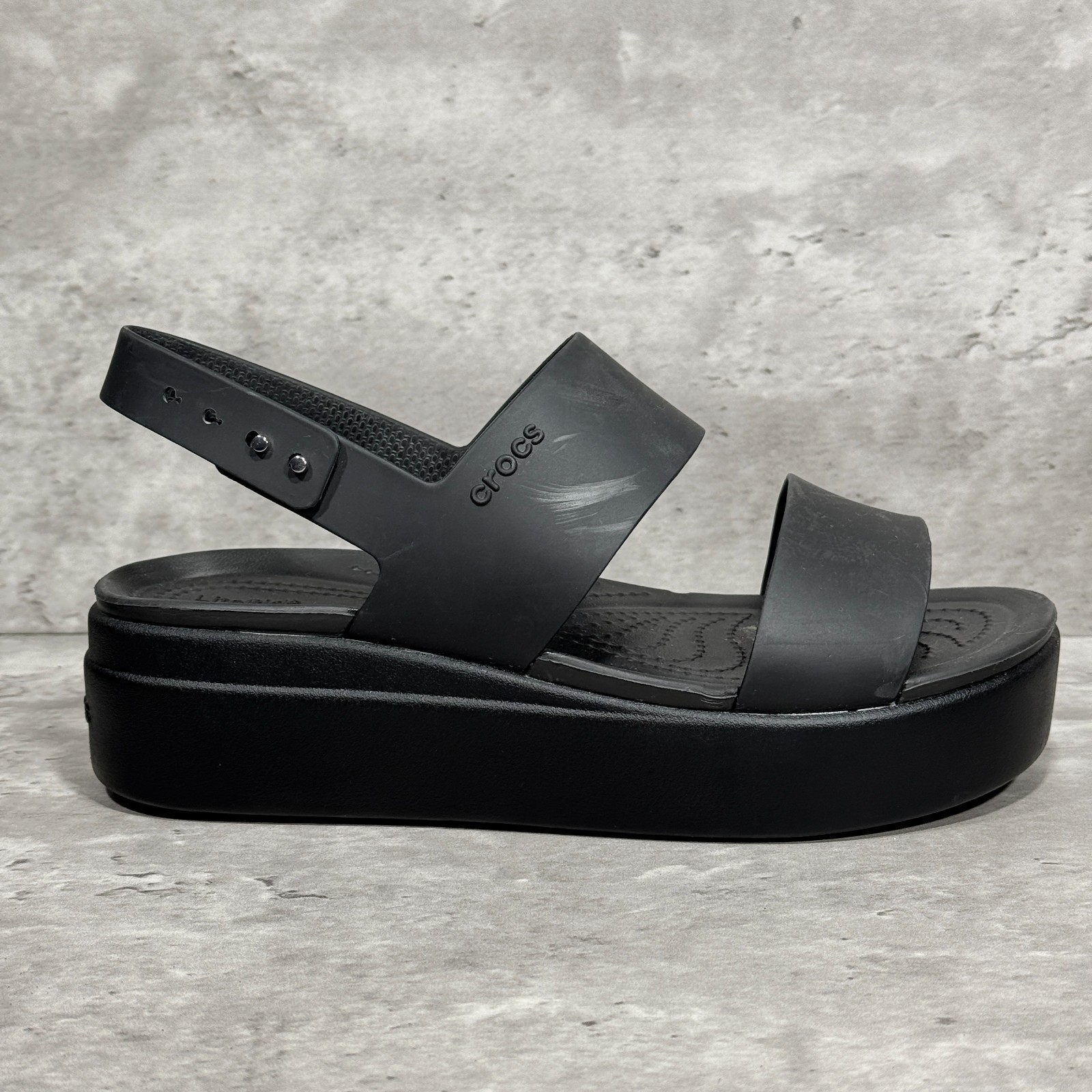 Crocs Brooklyn Platform Matlite Black Open Toe Adjustable Strap Women’s Size 8