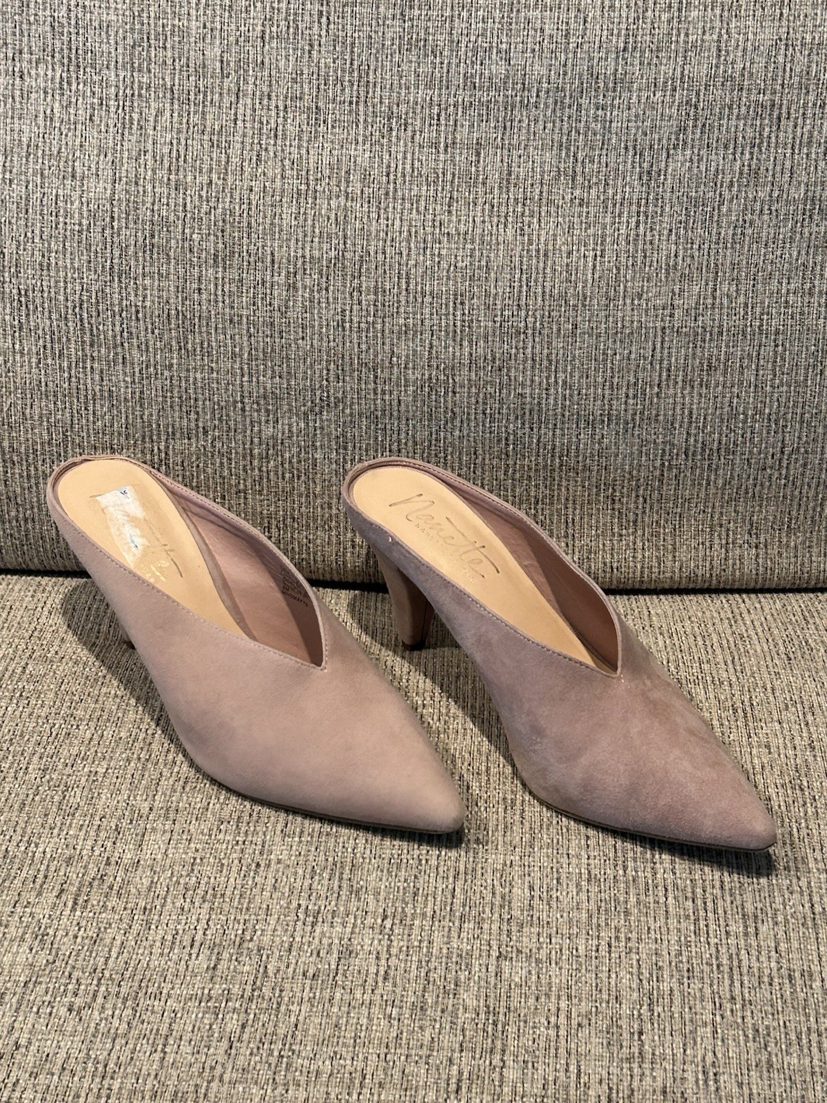 Pink Suede Backless Heels