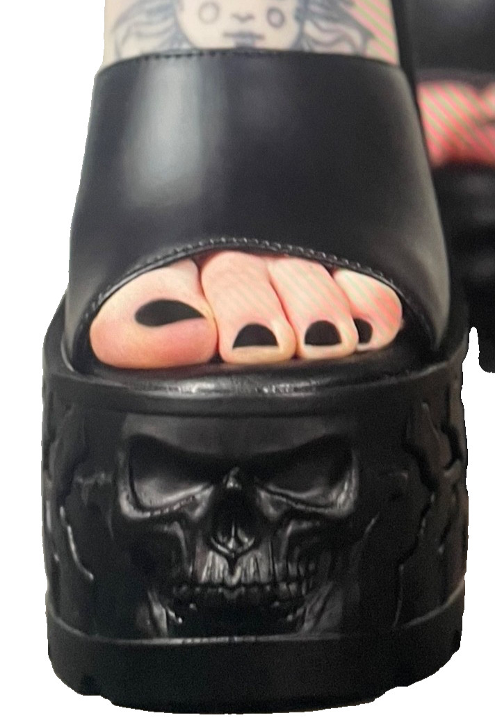 Killstar Doom Platform Skull Bones Slide Sandals Size 10 NIB Goth SOLD OUT