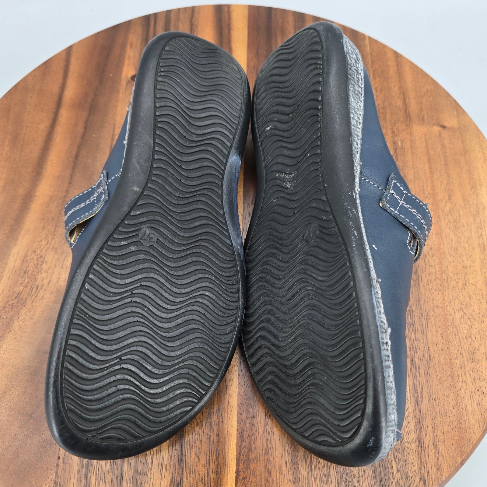 Spring Step Shoes Womens 6.5 37 Navy Blue Leather Slip On Comfort Mules Clogs