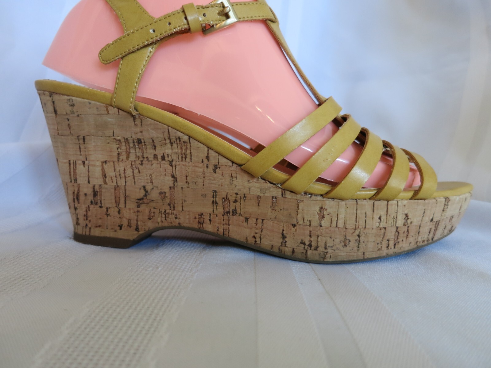 Franco Sarto Size 8 Greece 3.25″ Heel Buckle Platform Sandals Mustard Yellow