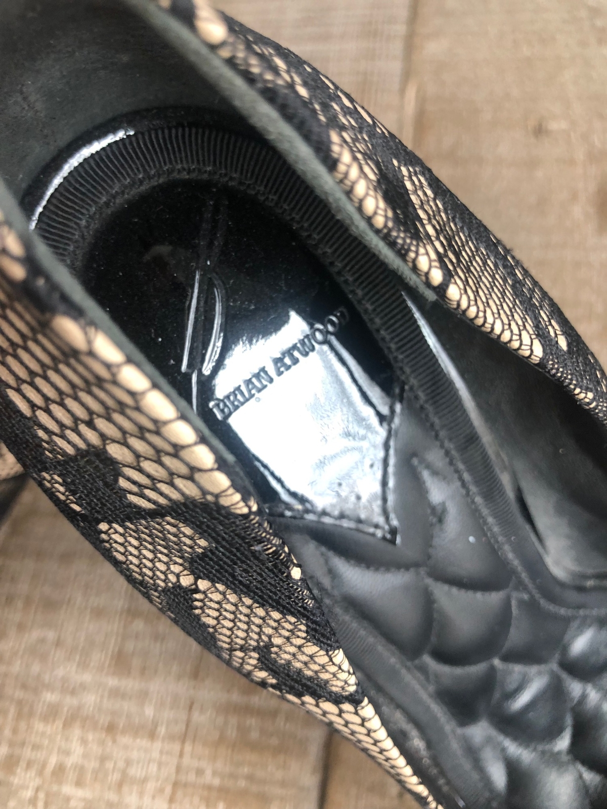 Brian Atwood Lace Pattern Lace Trim Embellishment Pumps Black Size 9