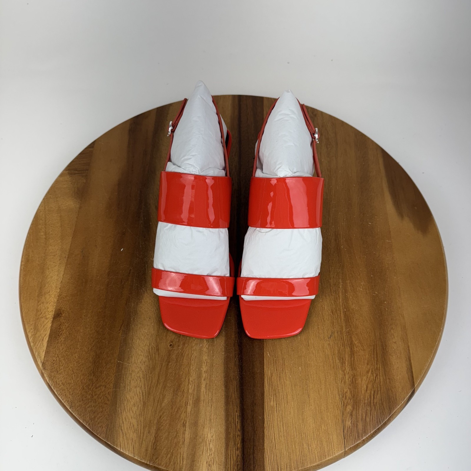 New Womens Via Spiga Forte Orange Leather Slingback Heeled Sandals Size 5.5 NIB