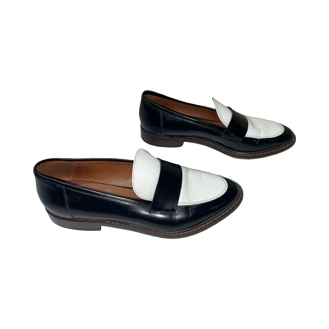 Bimba & Lola Black White Patent Leather Loafers Size: EU 38 US 7.5