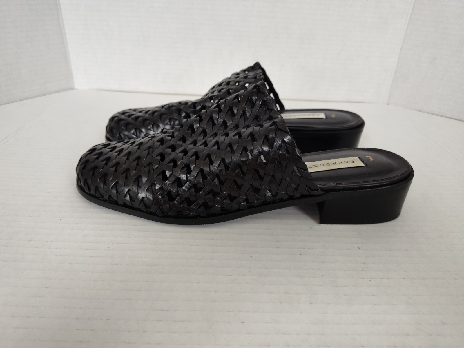 Paradox Black Leather Woven Slide Sandals Women’s Size 9.5 Shoes Made In Brazil