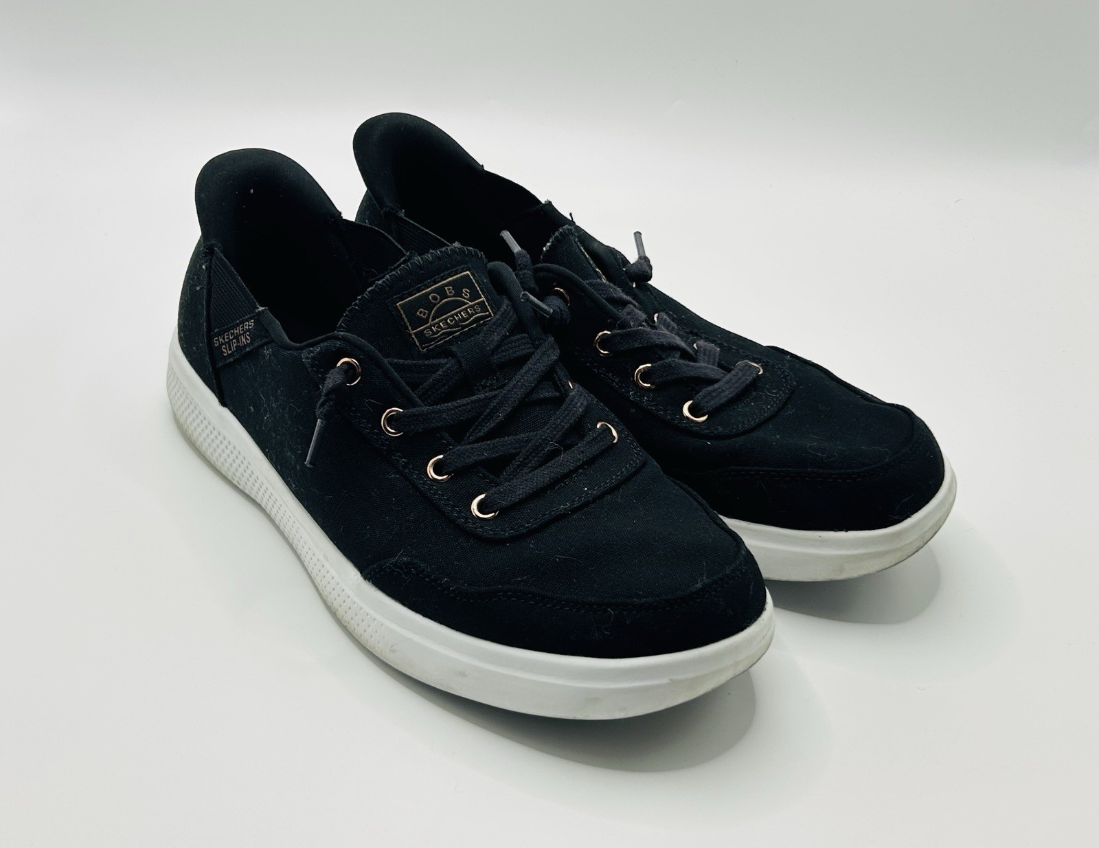 Skechers Bobs Slip Ins Shoes Women’s Size 7 Black Memory Foam Sneakers 114815