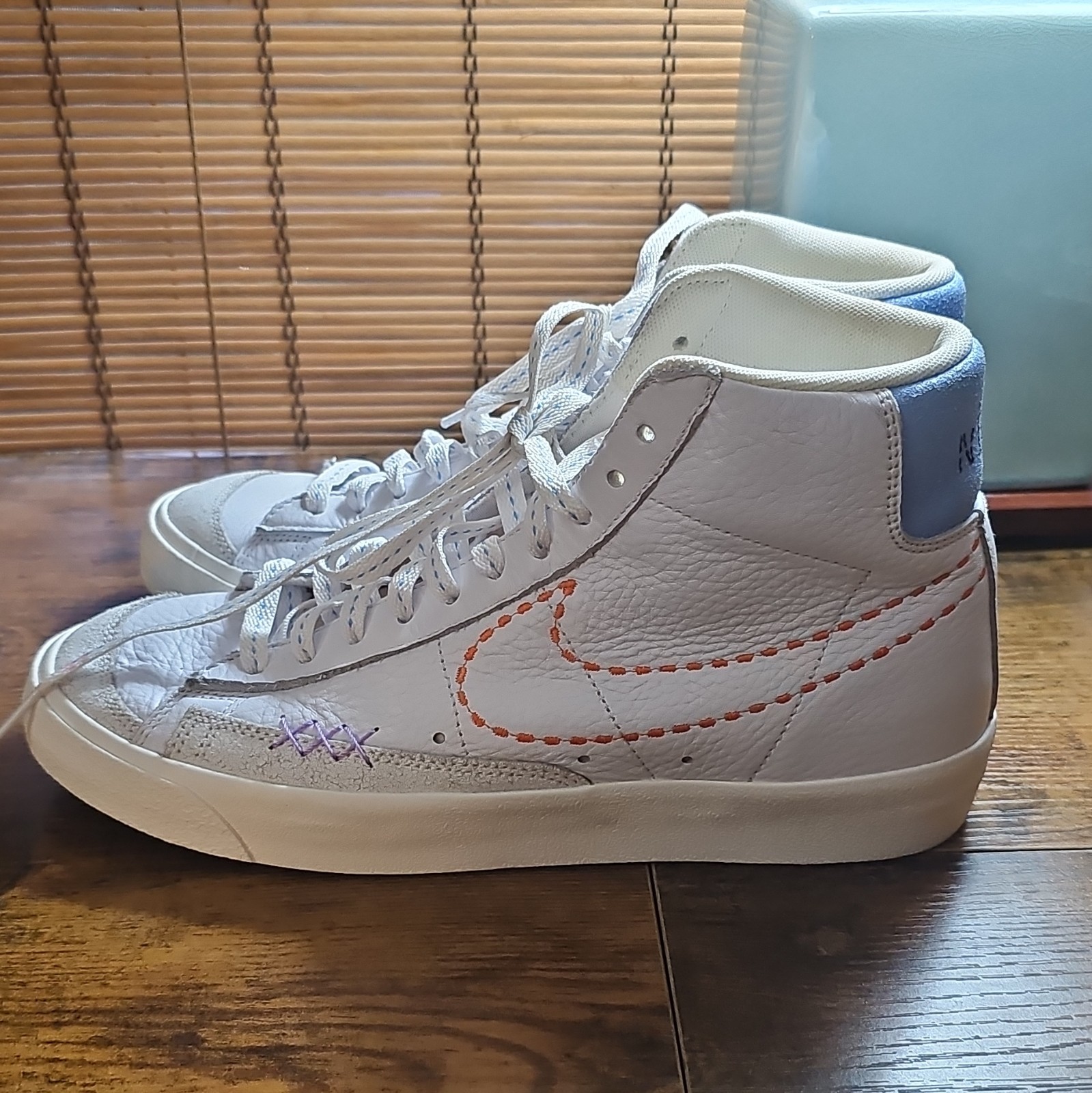 Nike Blazer Mid ’77 DX2350-100 Leather Mid Top Sneakers White/Lilac/Orange