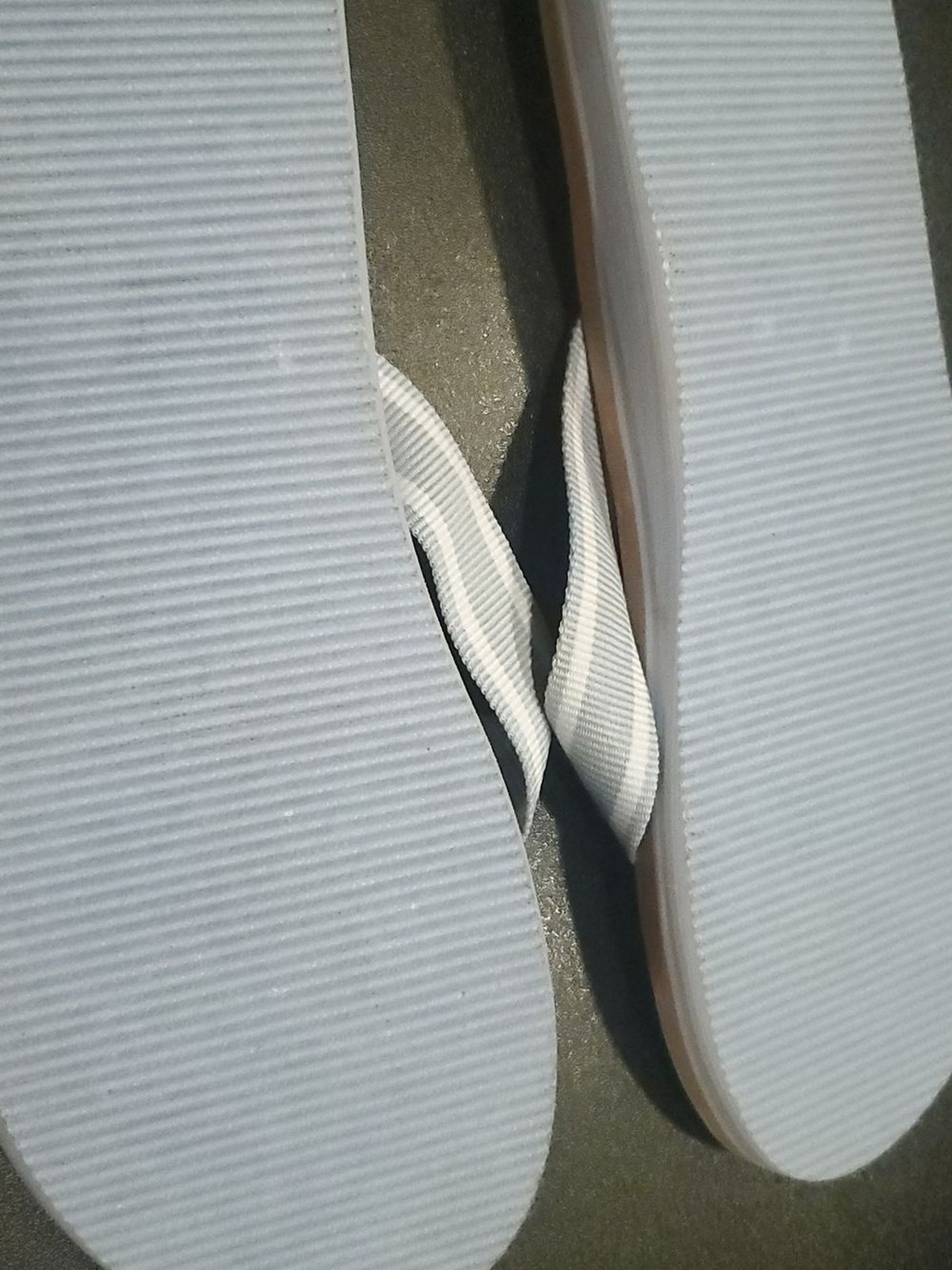 Tommy Hilfiger Light Blue and White Striped Cork-Style Flip Flop Sandals