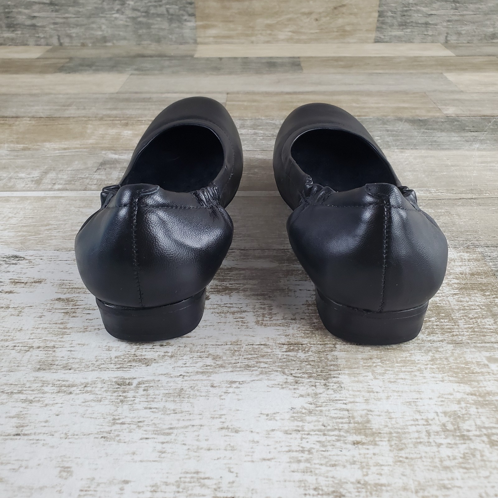 Walking Cradles Tess Womens Ballet Flat Sz 6.5 M Black Leather Slip On Round Toe