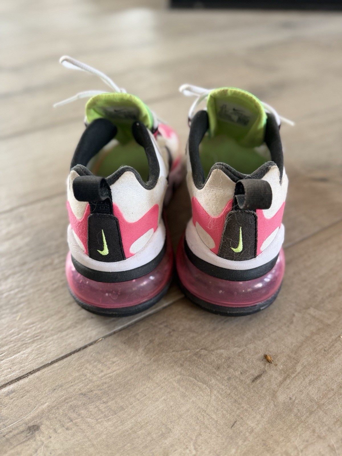 Nike Air Max 270 React Unisex Women Sneakers US 7.5 White/Pink/Black/Green