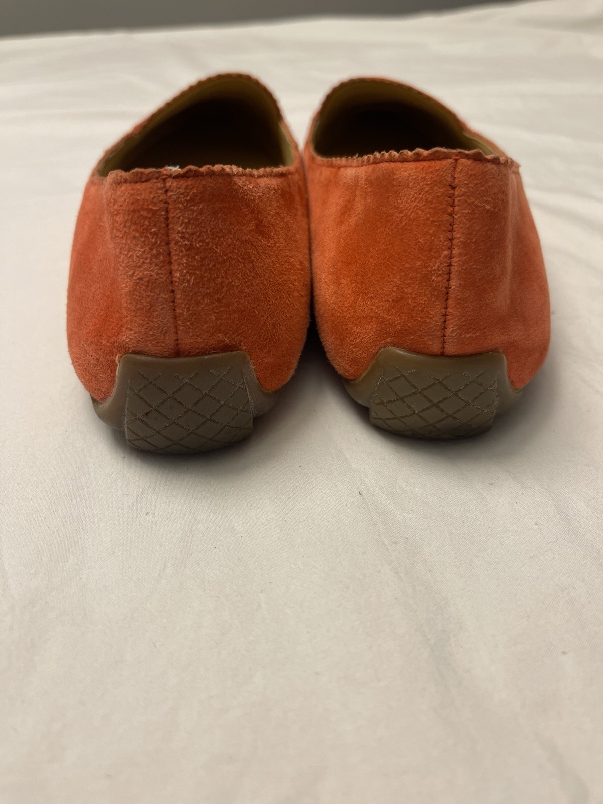 Talbots Francesca Suede Driving Flats Moccasins 7.5 Coral Tangerine
