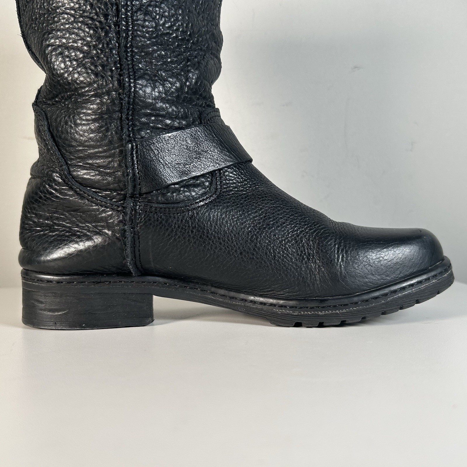 Y2K Steve Madden Black Leather Buckle Moto Combat Ankle Boots Women’s 6.5