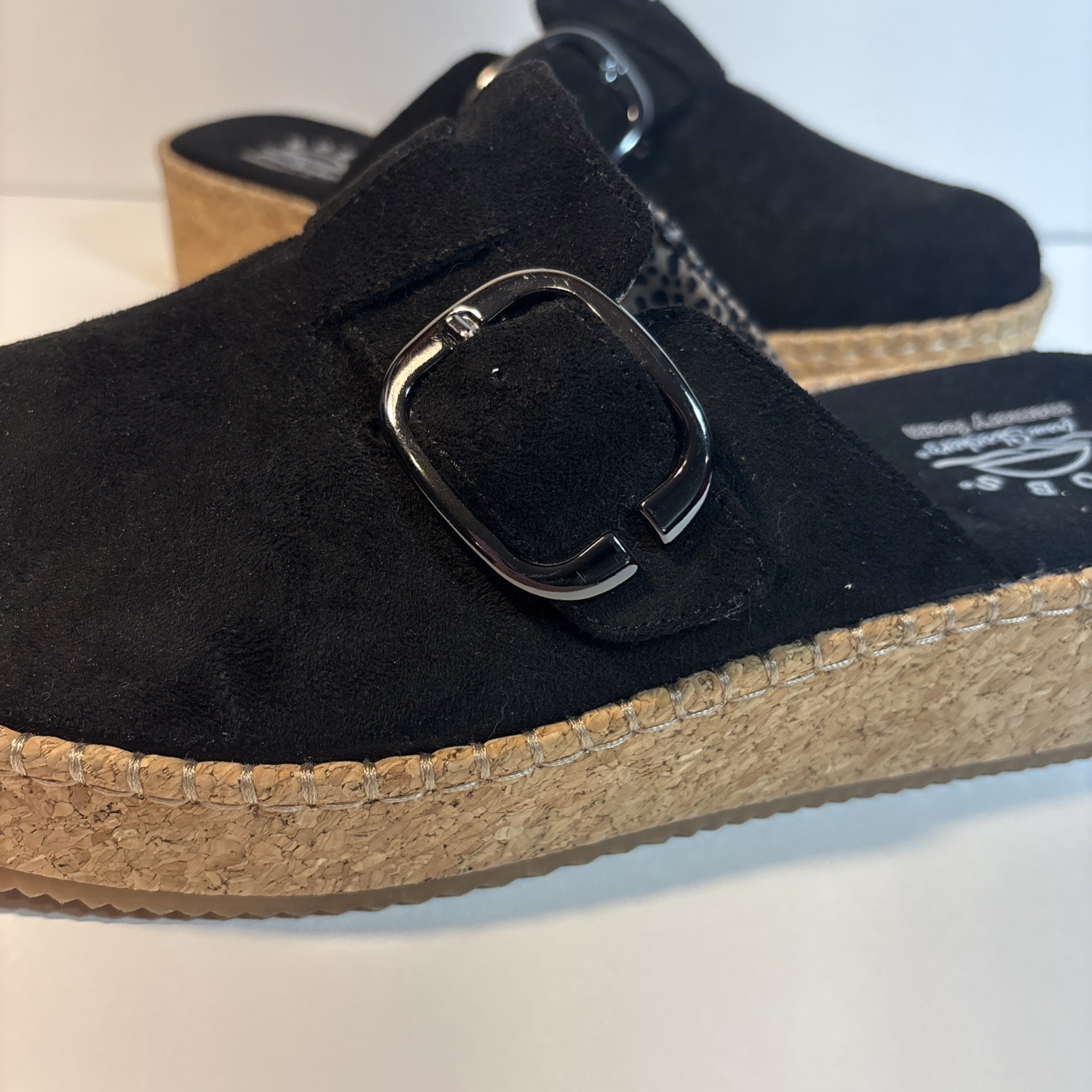 Skechers Vegan Sued Clog Platform Bobs Size 10 Black EU 40 Memory Foam