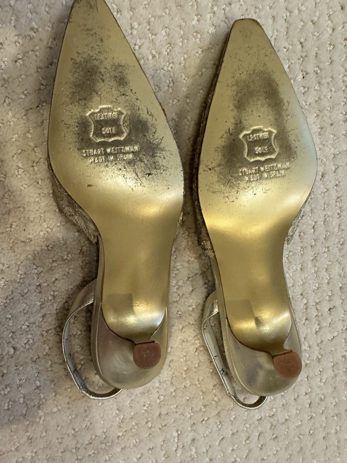 Gold Lace Stuart Weitzman Slingback Shoes Size 6