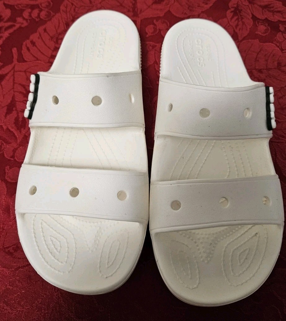 Crocs Iconic Comfort Sz M10/W12 White Double Strap Sandal Slides NEW*