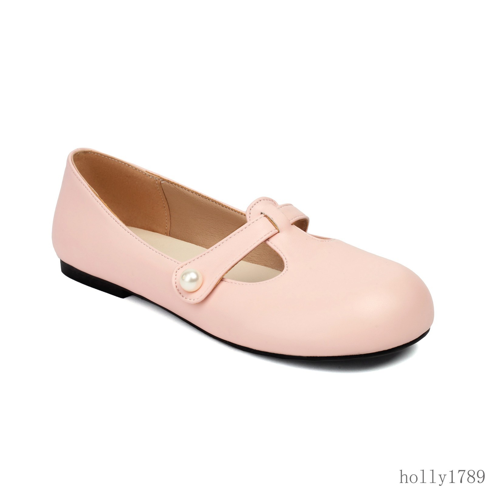 Womens Mary Jane Flat Shoes Round Toe Casual Slip on Loafers Shoes Plus Size