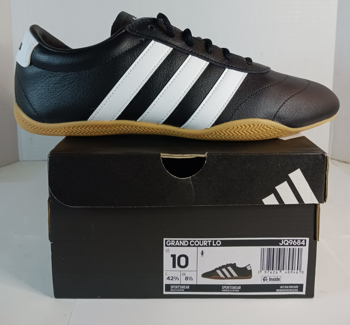 adidas Grand Court Lo ‘Black White’ Soccer Sneaker Shoes Womens 10 US