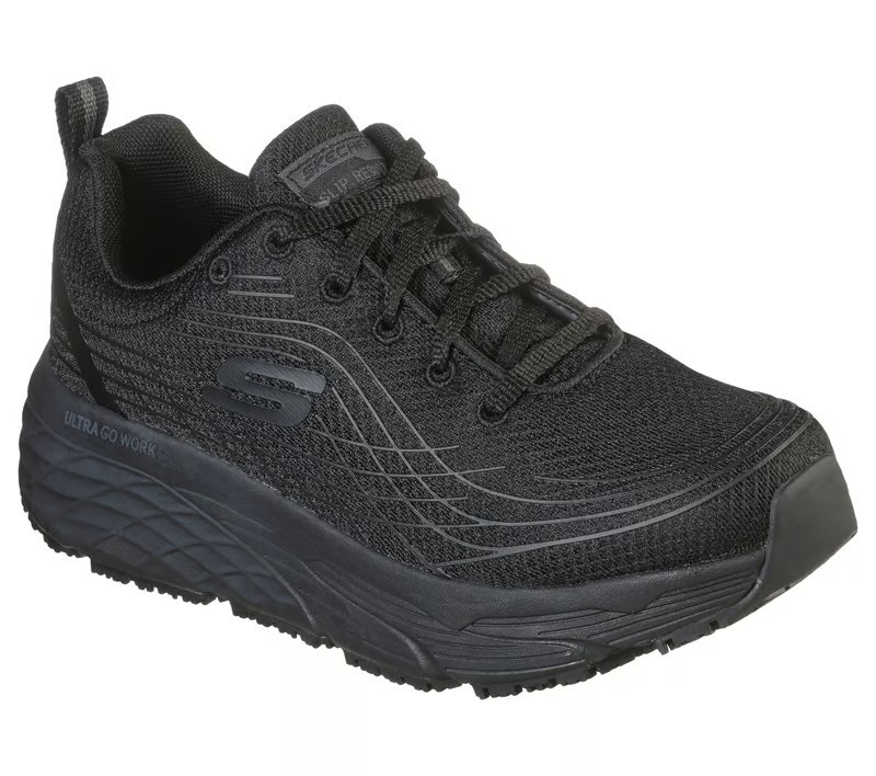 NEW Skechers Women’s Work Slip-Resistant Relaxed Fit: Max Cushioning Elite Black