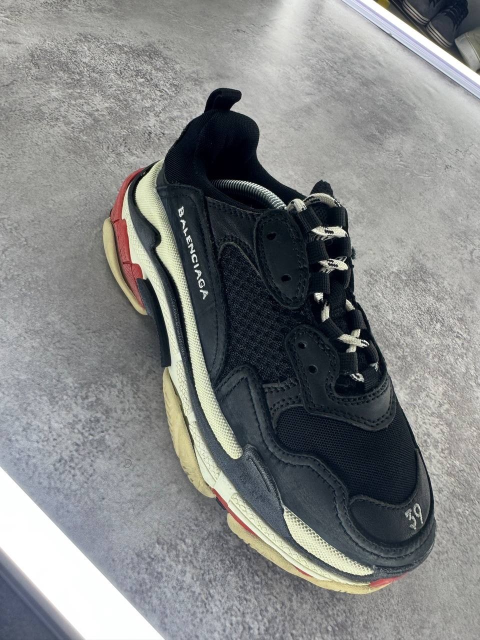 Balenciaga Triple S Black Red Chunky Sneakers Shoes EU 39 Made In Italy