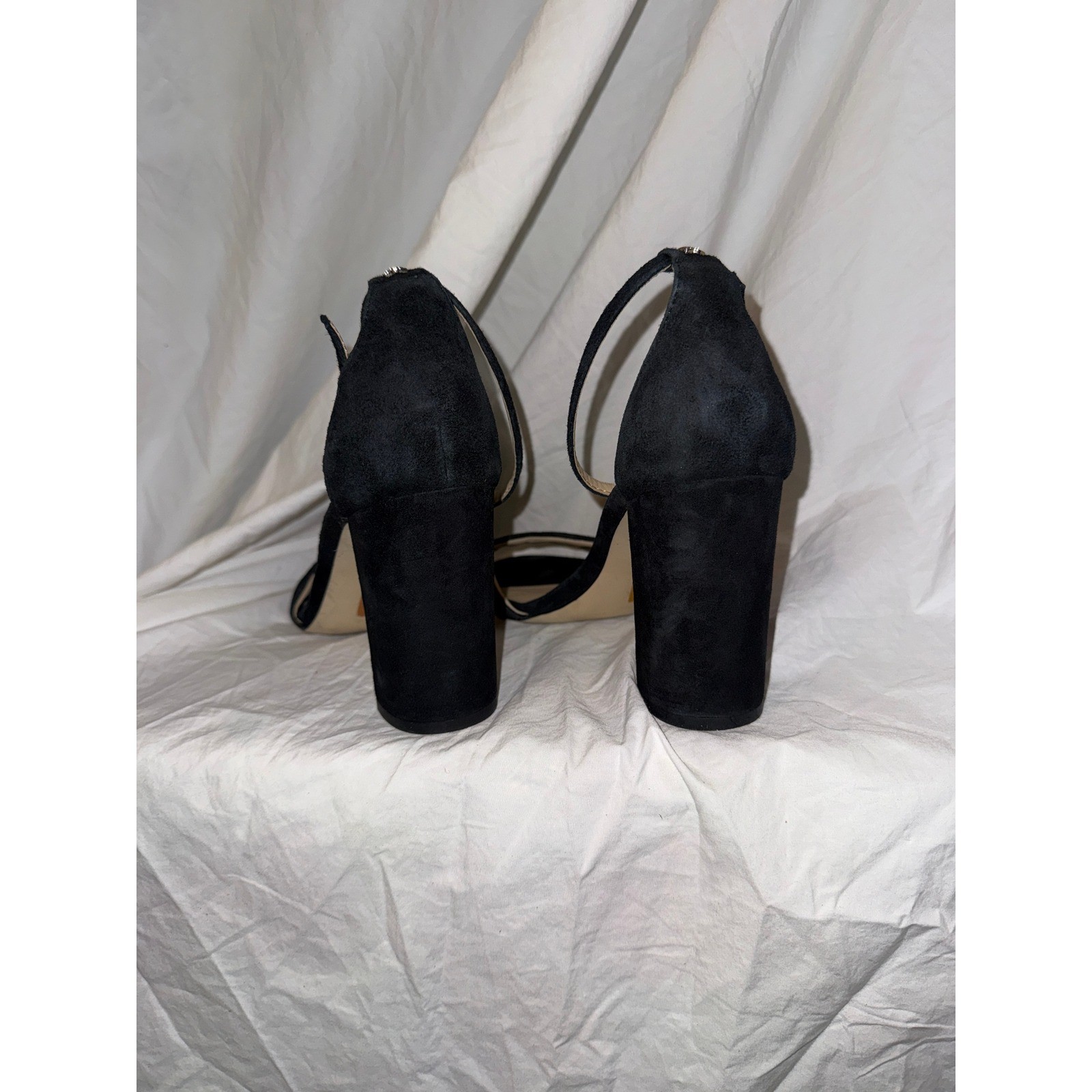 Sam Edelman Yaro Black Suede Block Heel Ankle Strap Sandals Womens 9 Dress Shoes