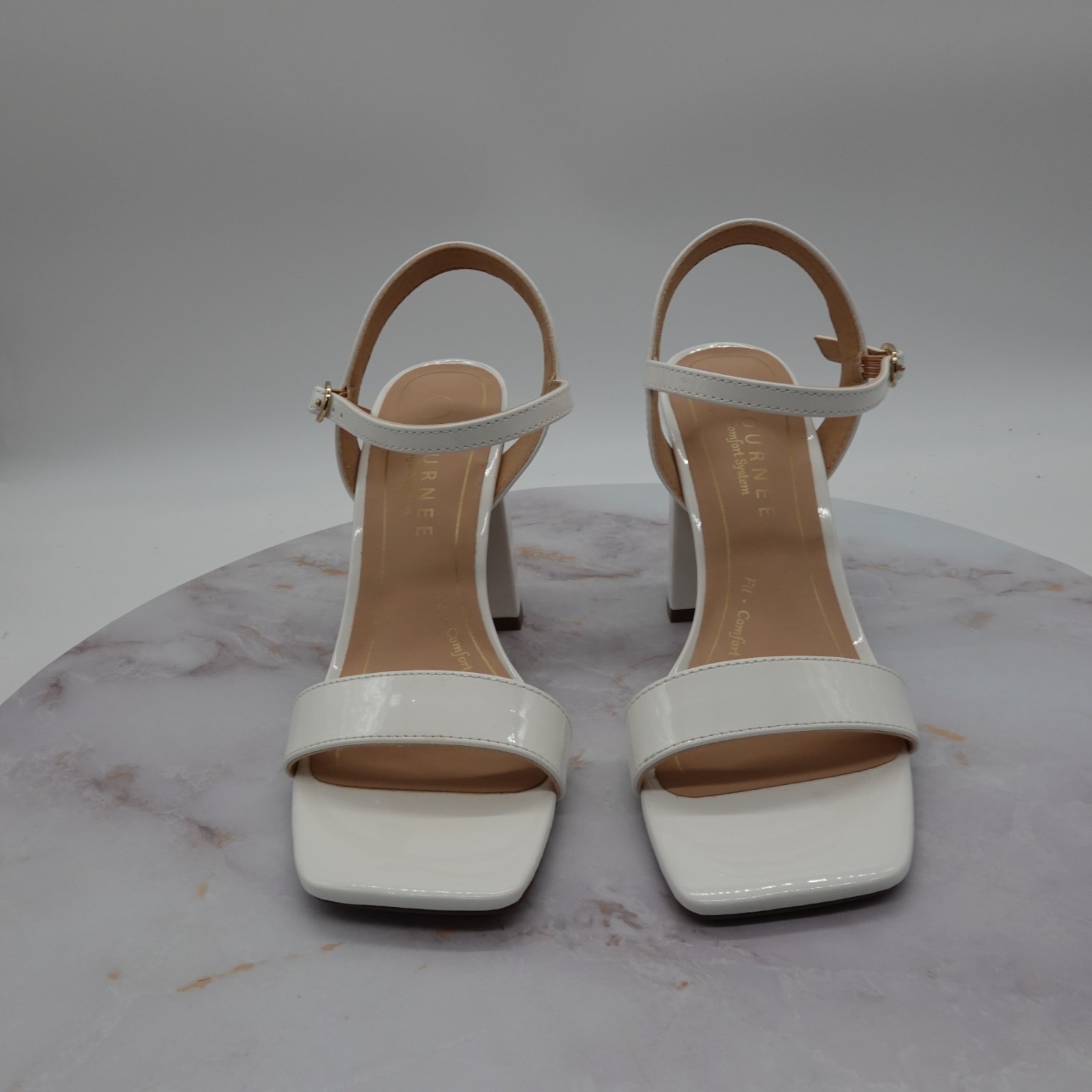 Journee Shoes Womens 7 M White High Heel Dress Sandals Block Tivona